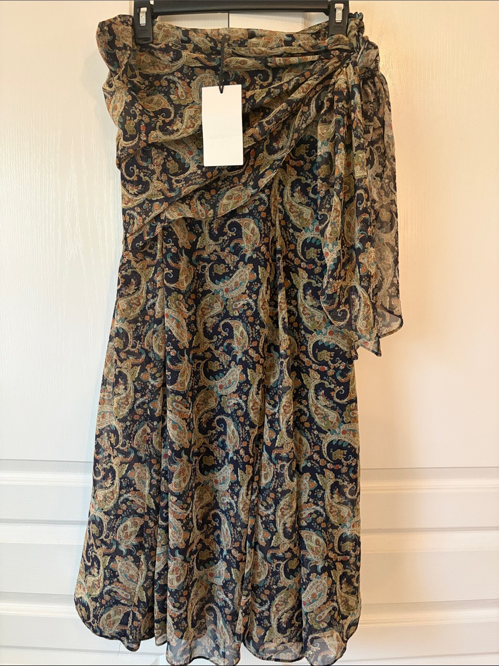 ZARA ZW COLLECTION MID-WAIST PAISLEY LONG SKIRT size L - Picture 4 of 7